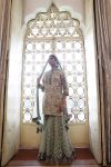 Beige Kurta with Criss Cross Sharara and Dupatta