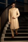 Beige Sherwani with Kurta and Churidar