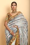 Black and White Tie-Dye Saree with Choli