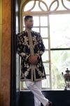 Black Sherwani and Kurta with Ivory Pant