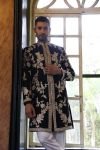 Black Sherwani and Kurta with Ivory Pant