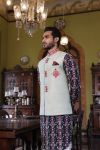 Navy Blue Kurta with Sage Embroidered Bandi and Pant