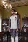 Navy Blue Kurta with Sage Embroidered Bandi and Pant