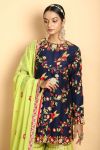 Navy Blue Kurta with Sharara and Dupatta