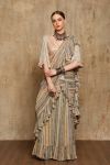 Olive Green Stripes Printed Frill Saree and Choli