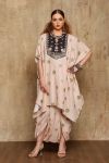 Olive Polka Dot Printed Kaftan Kurta with Dhoti Pants