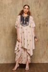 Olive Polka Dot Printed Kaftan Kurta with Dhoti Pants