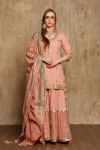 Pink Kurta with 3 Layered Sharara and Dupatta