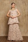 Printed Peach and Green Polka Dot with Crush Sharara 