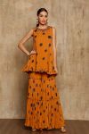 Printed Rust and Blue Polka Dot Top with Crush Sharara