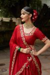 Rose Red Lehenga with Choli and Dupatta